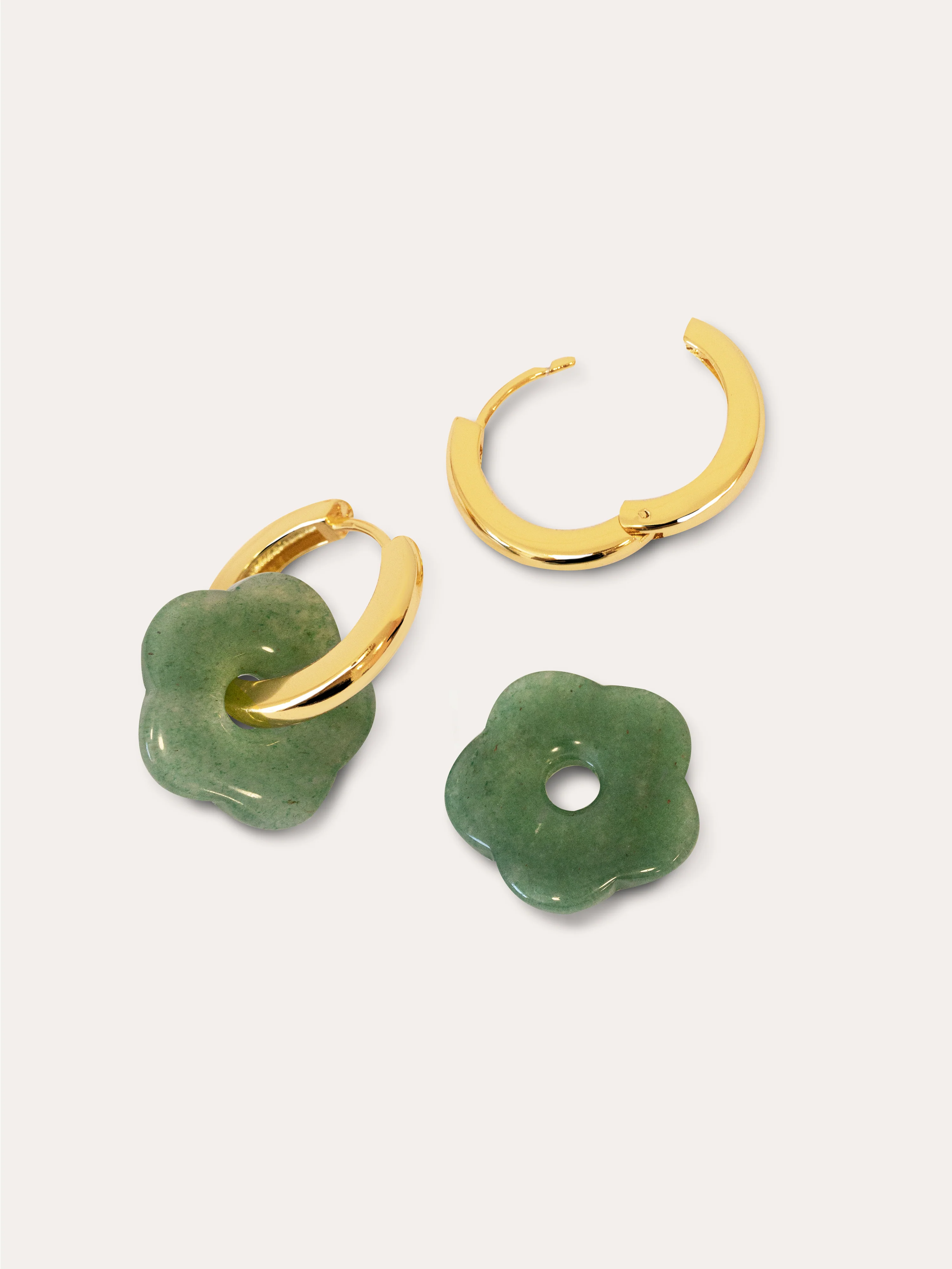 Pendientes Flor Jade Baño Oro - Image 3