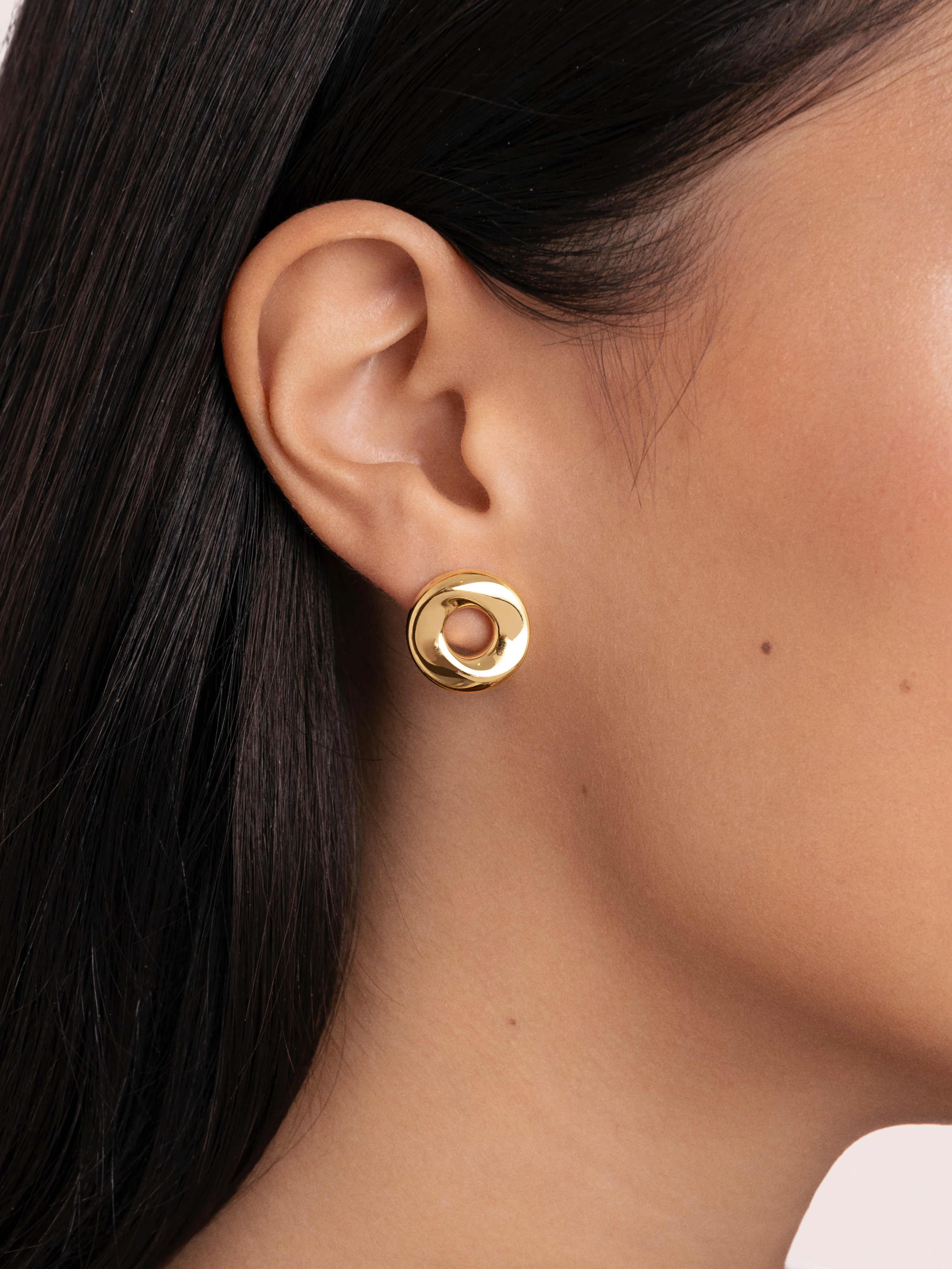 Pendientes Órbita Acero Baño Oro - Image 2