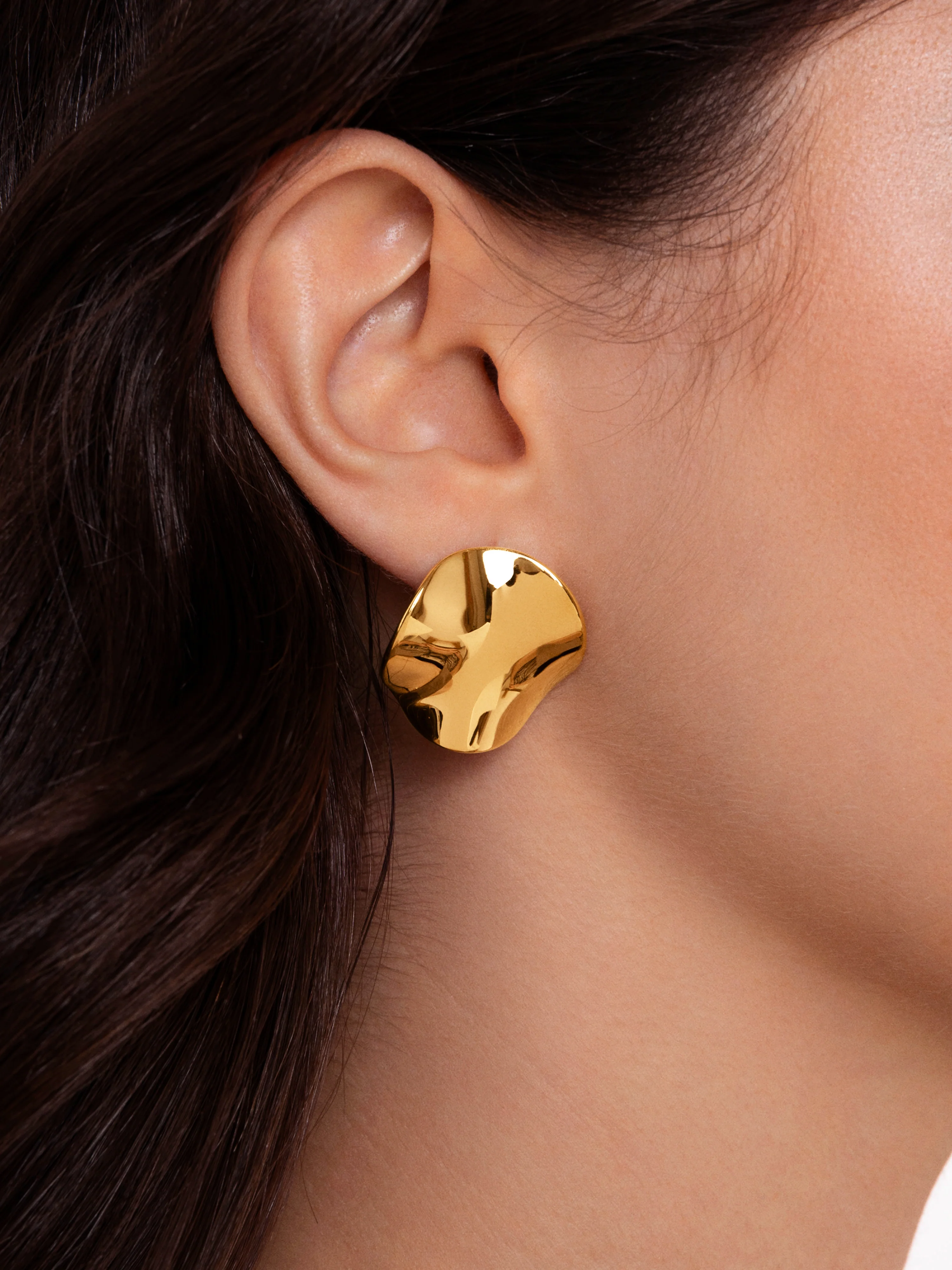 Pendientes Waves Acero Baño Oro - Image 2