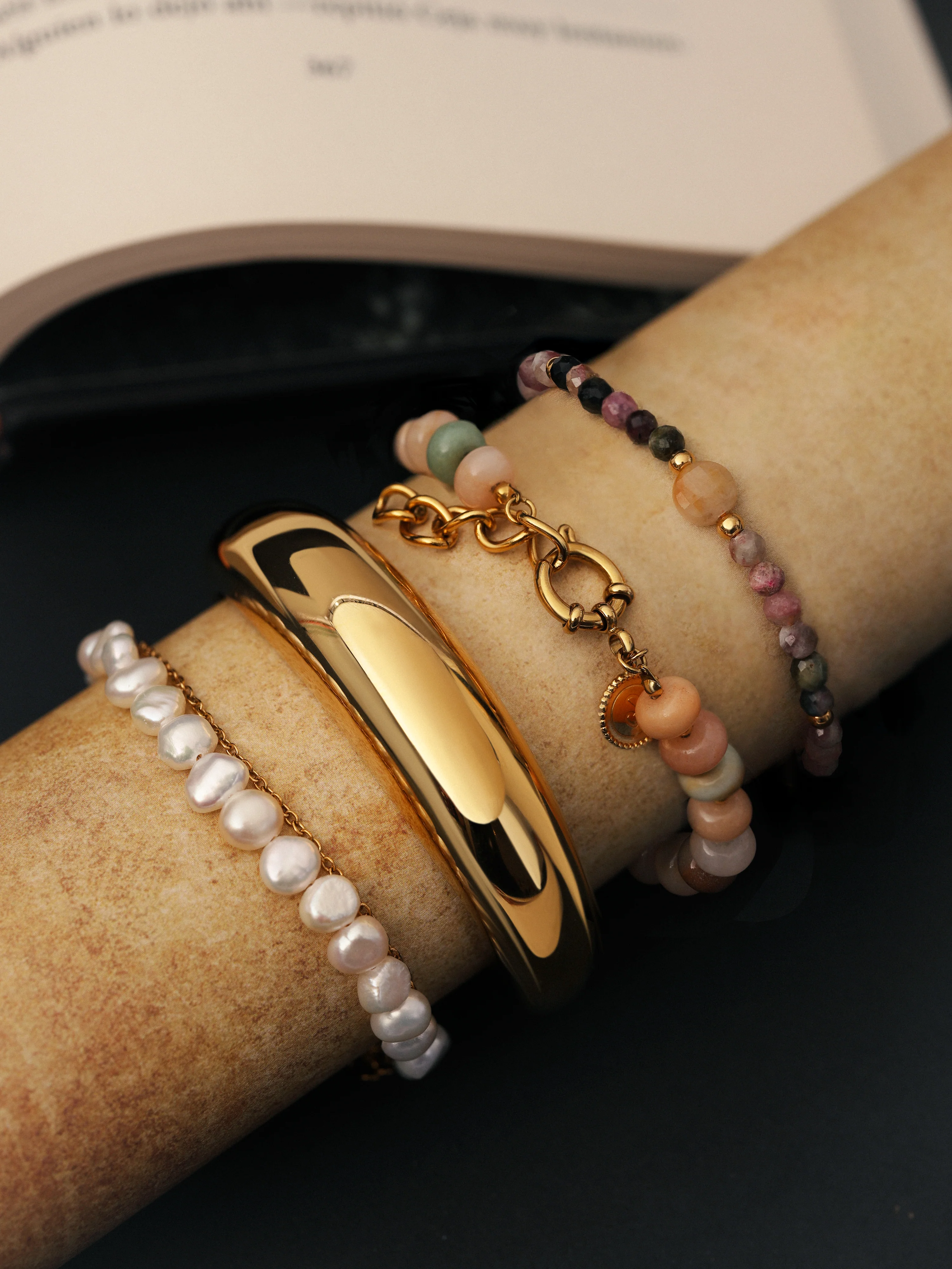 Pulsera Ámbar Stones Acero Baño Oro - Image 6
