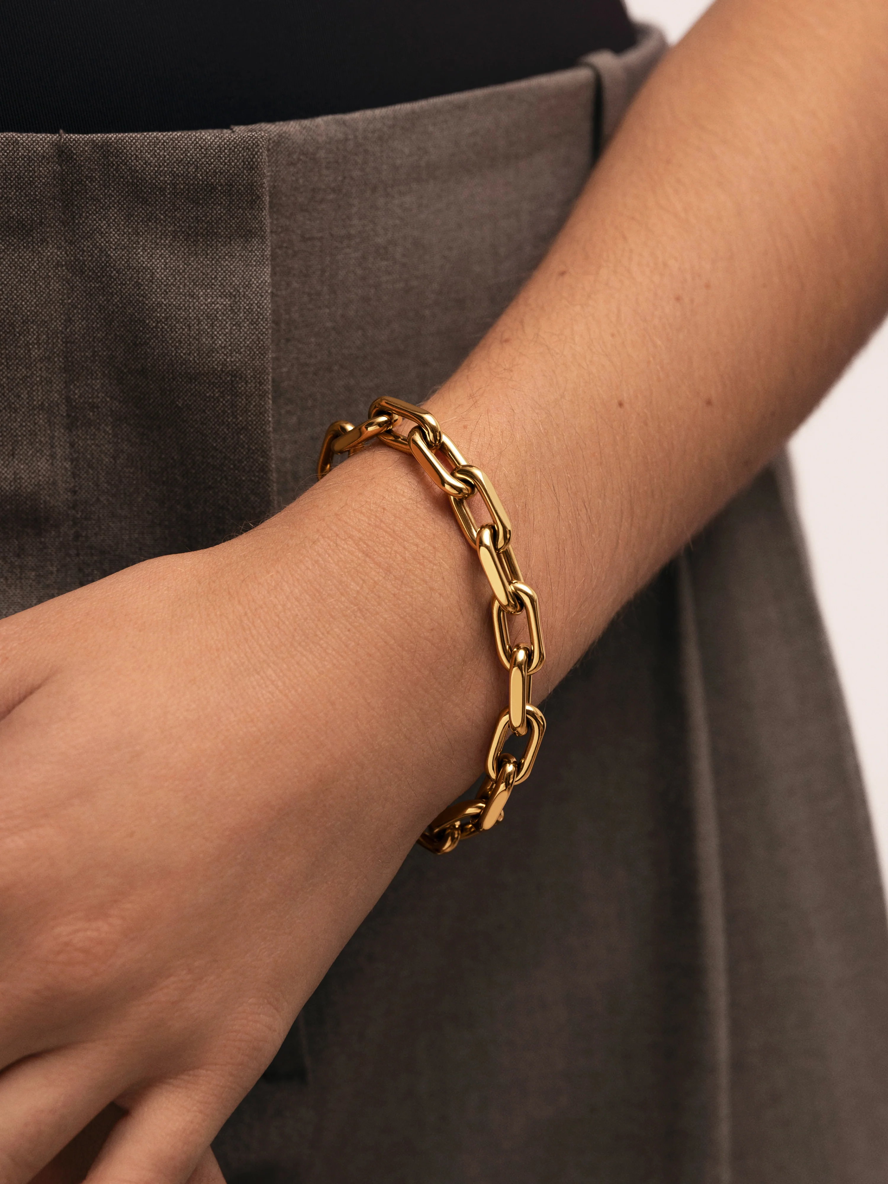 Pulsera Big Link Acero Baño Oro - Image 2