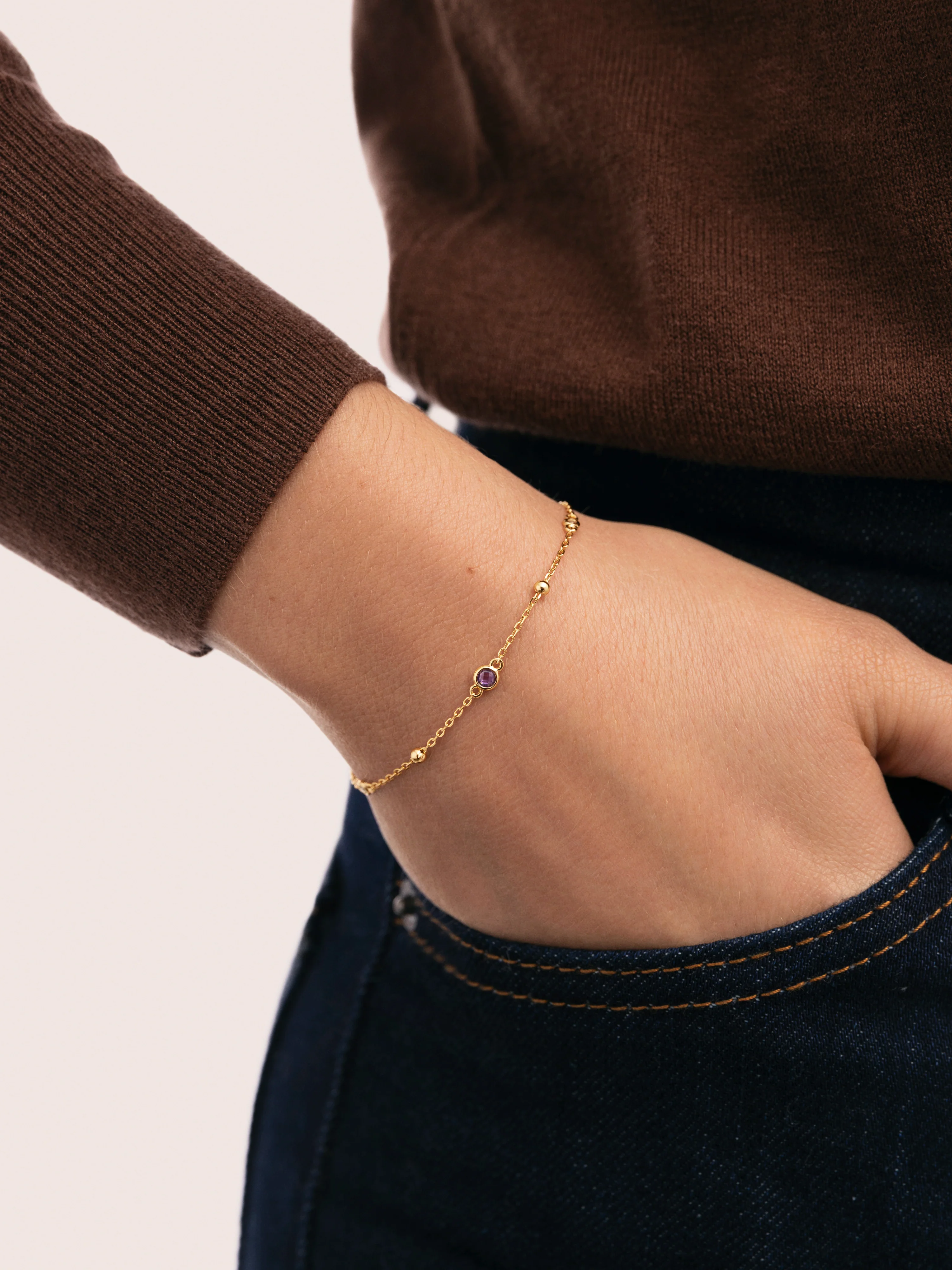 Pulsera Birthstone Plata Baño Oro - Image 2