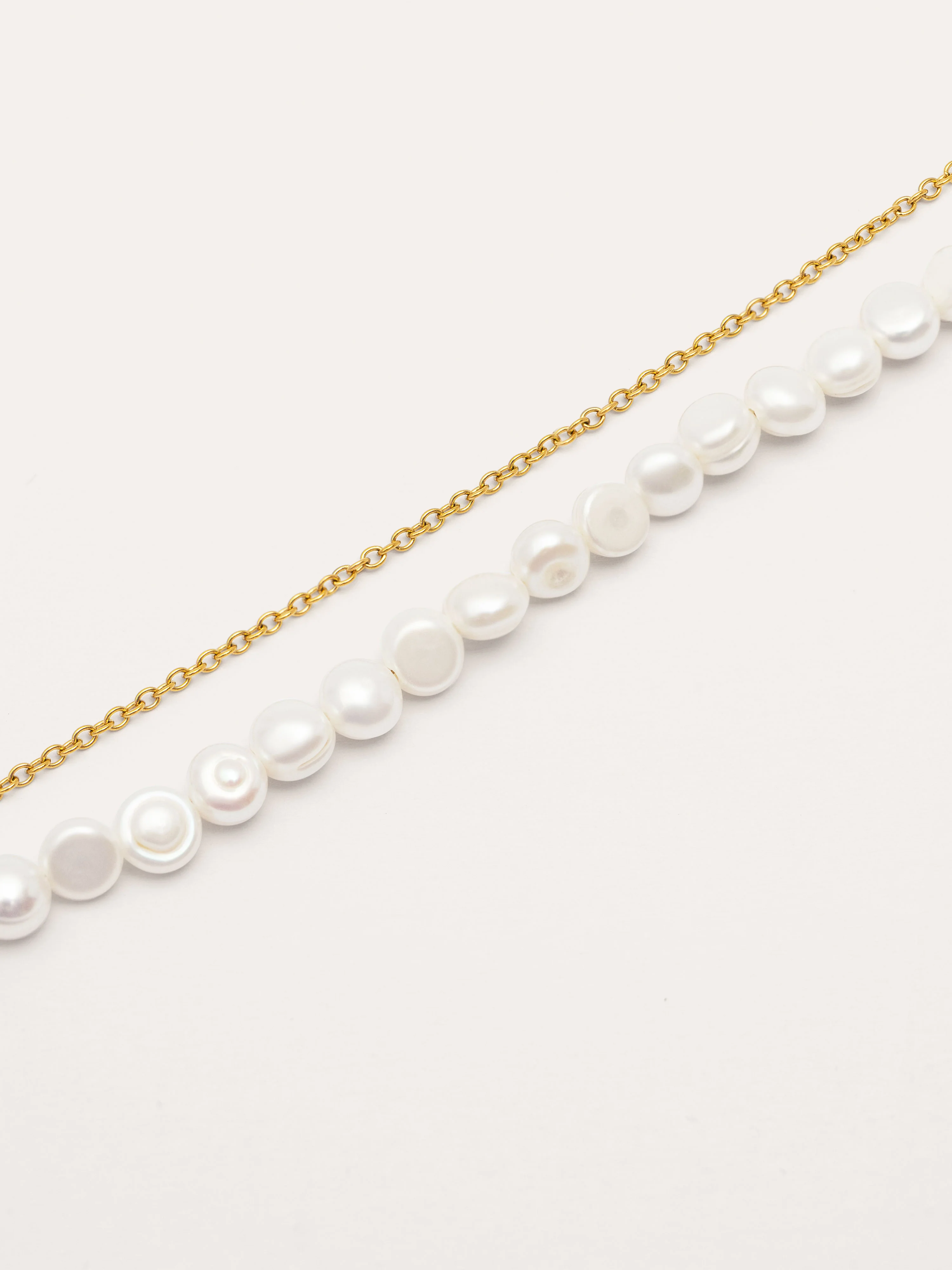 Pulsera Pearl Chain Acero Baño Oro - Image 3