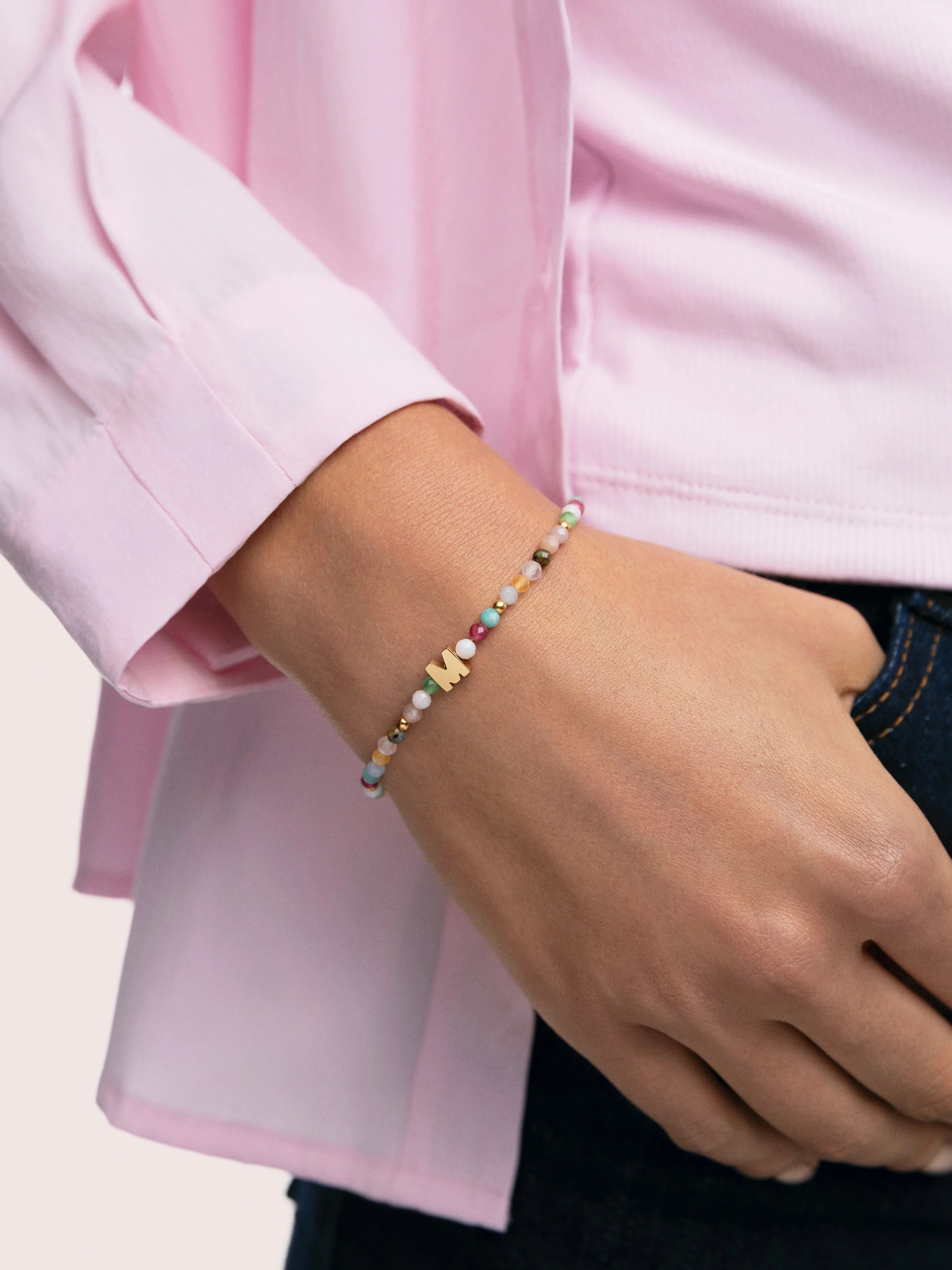 Pulsera Personalizada Letter Altea Color Acero Baño Oro - Image 2