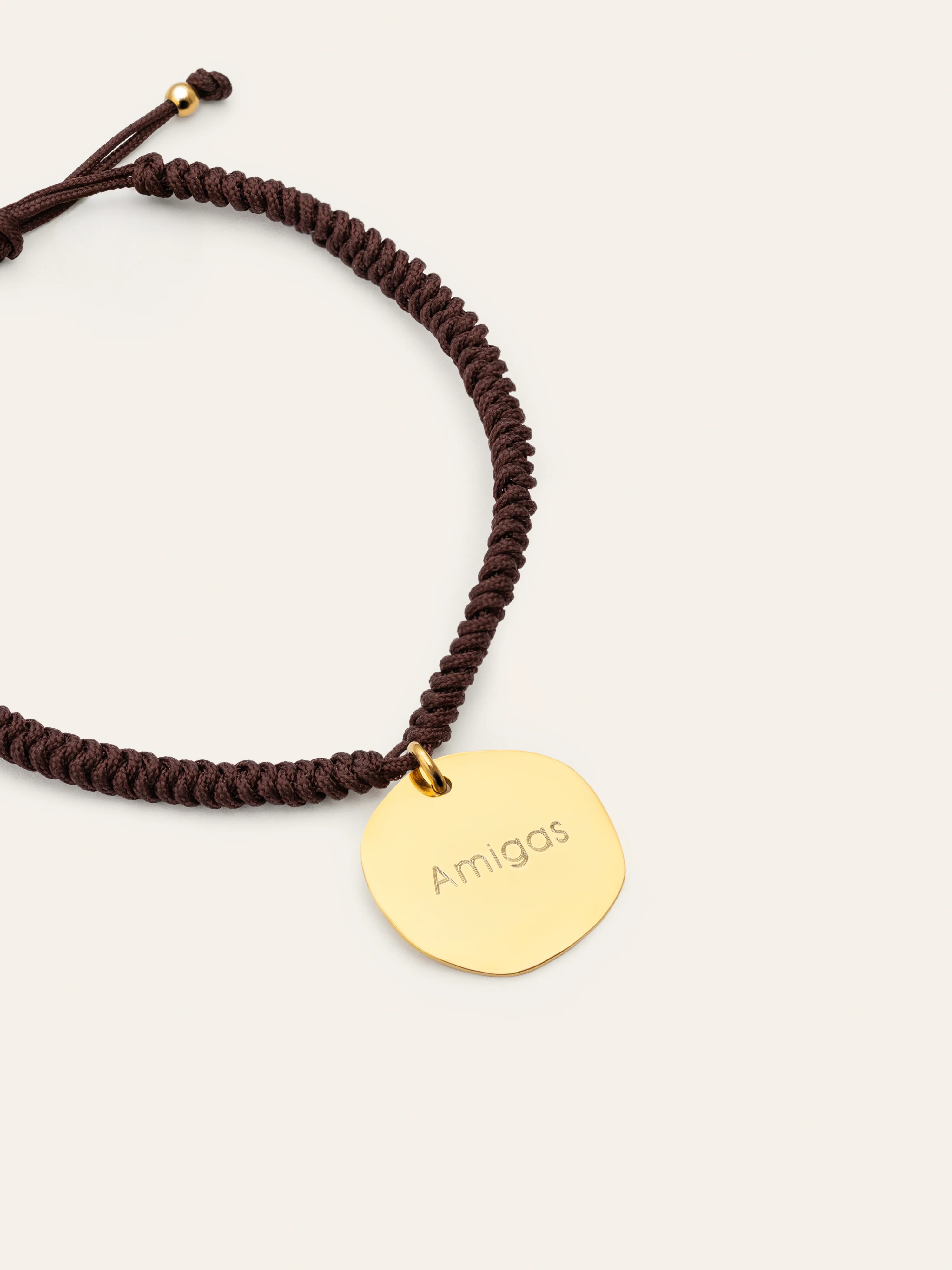 Pulsera Personalizada Medallion Marrón Acero Baño Oro - Image 3