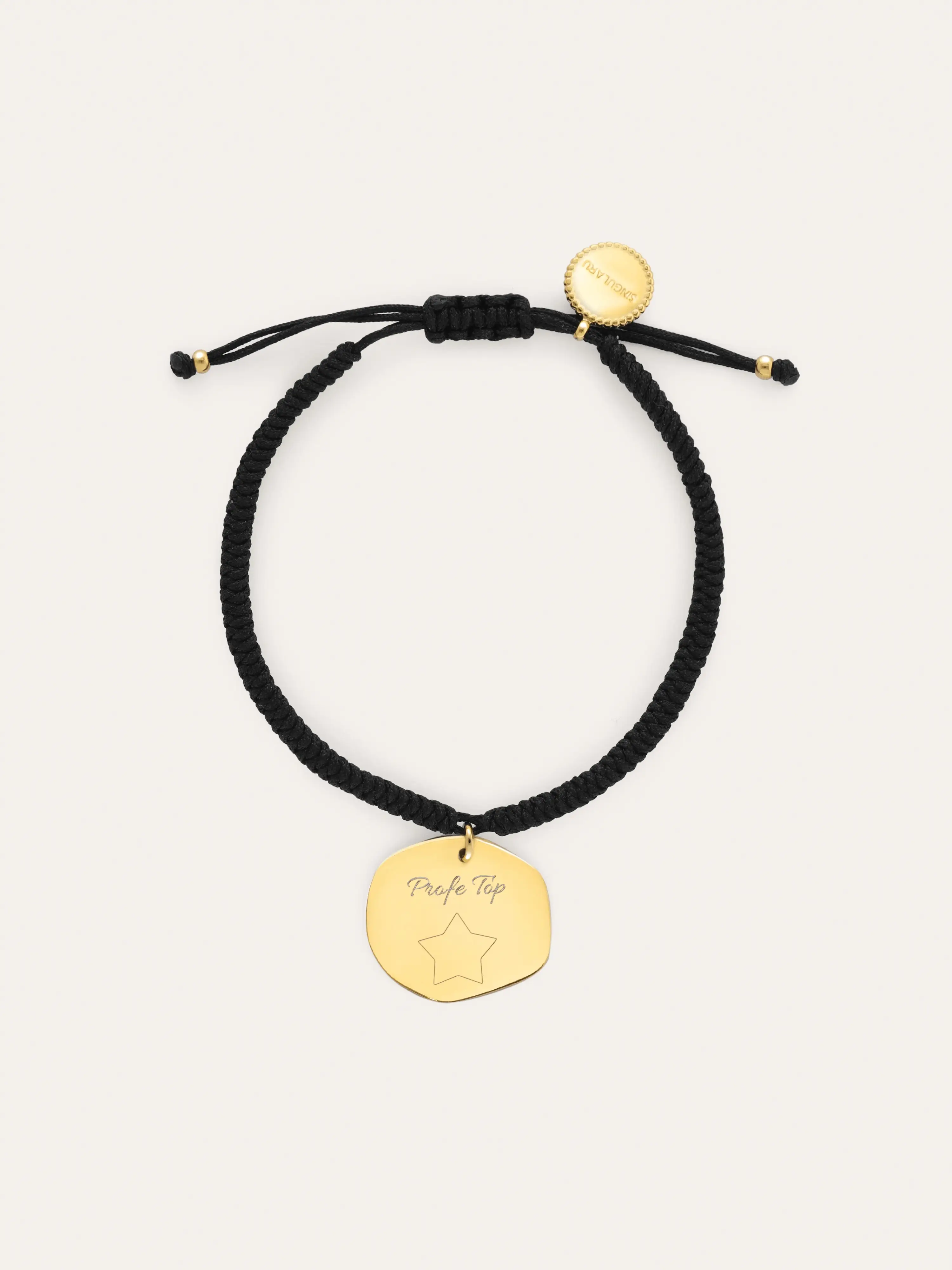 Pulsera Personalizada Medallón Organic Negro Acero Baño Oro - Image 4