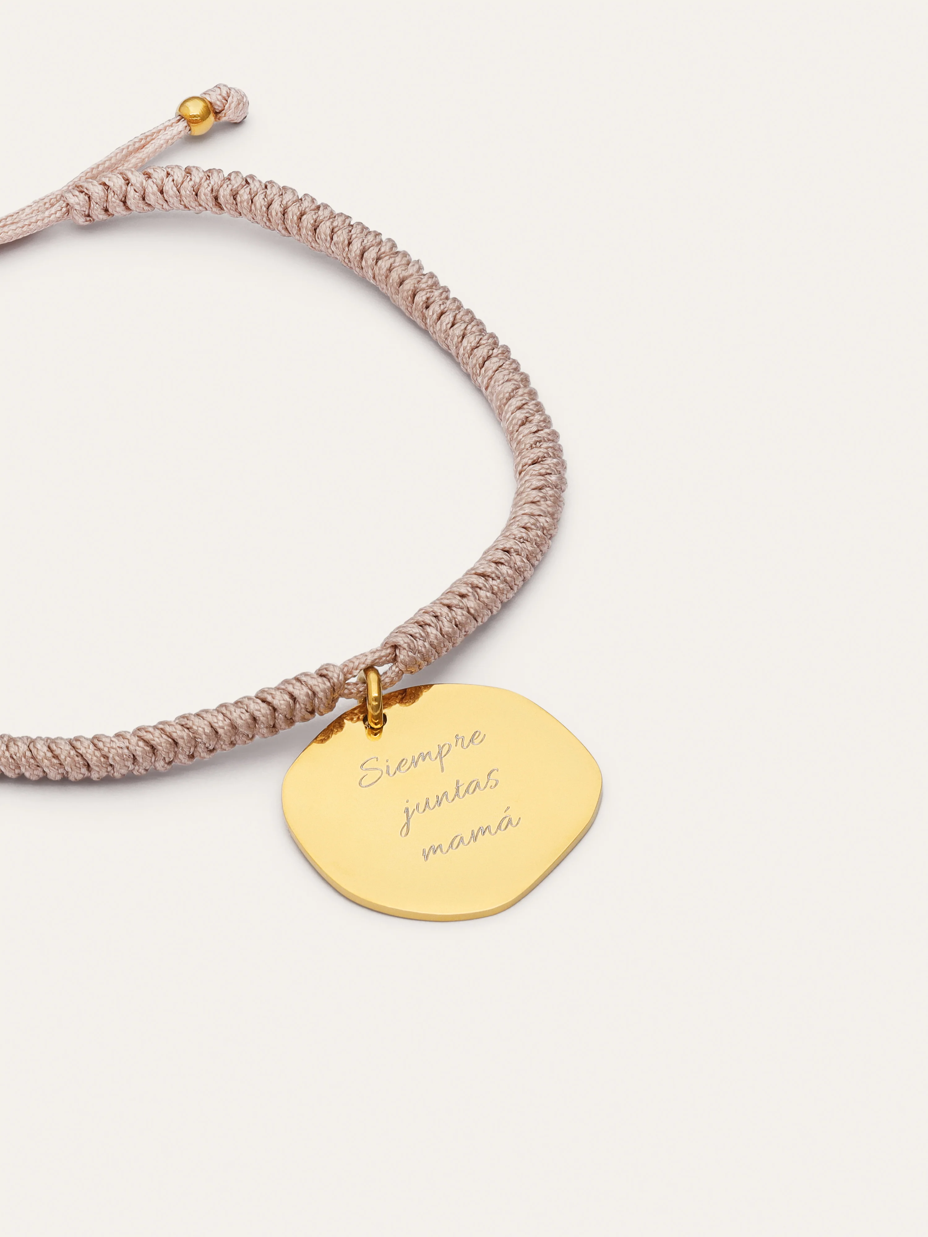 Pulsera Personalizada Medallón Organic Rosa Acero Baño Oro - Image 3