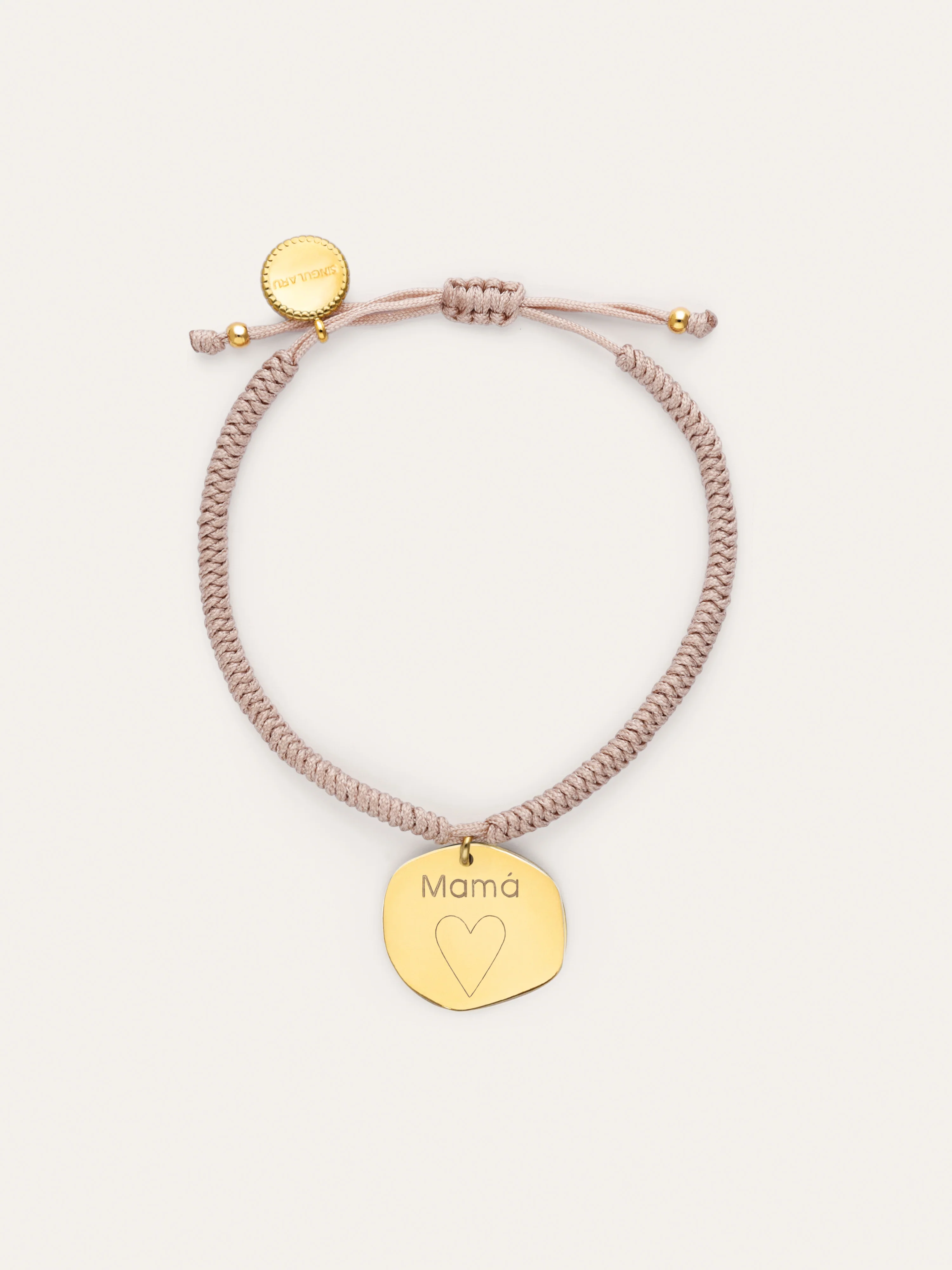Pulsera Personalizada Medallón Organic Rosa Acero Baño Oro - Image 5
