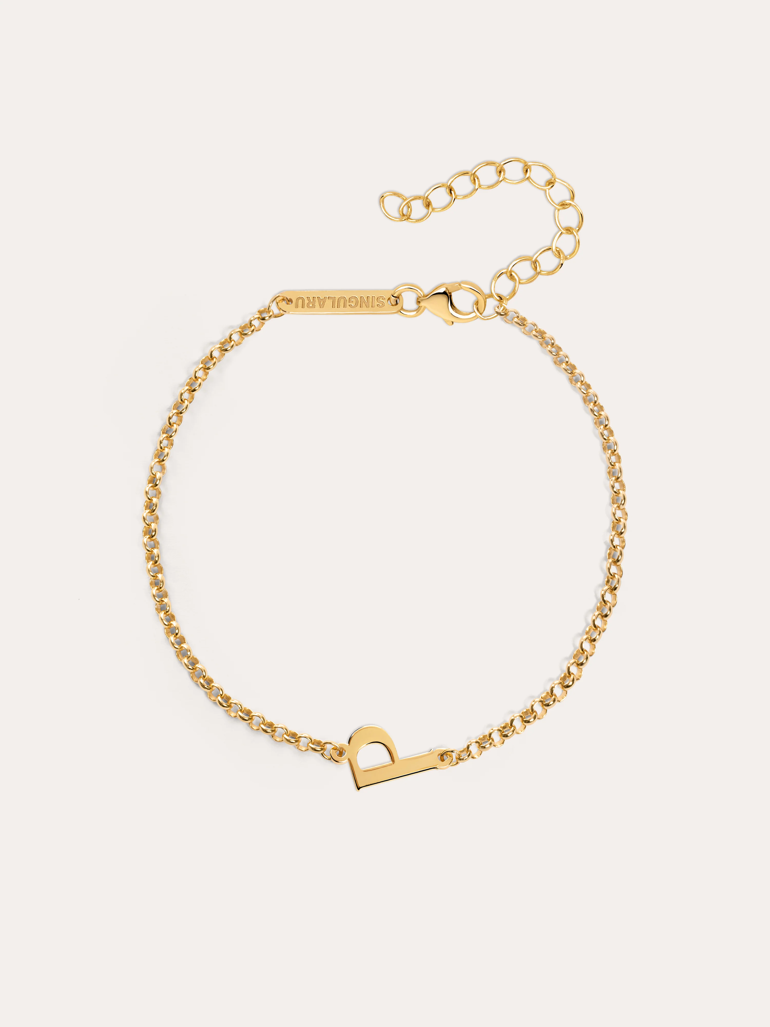 Pulsera Single Letter Plata Baño Oro - Image 11