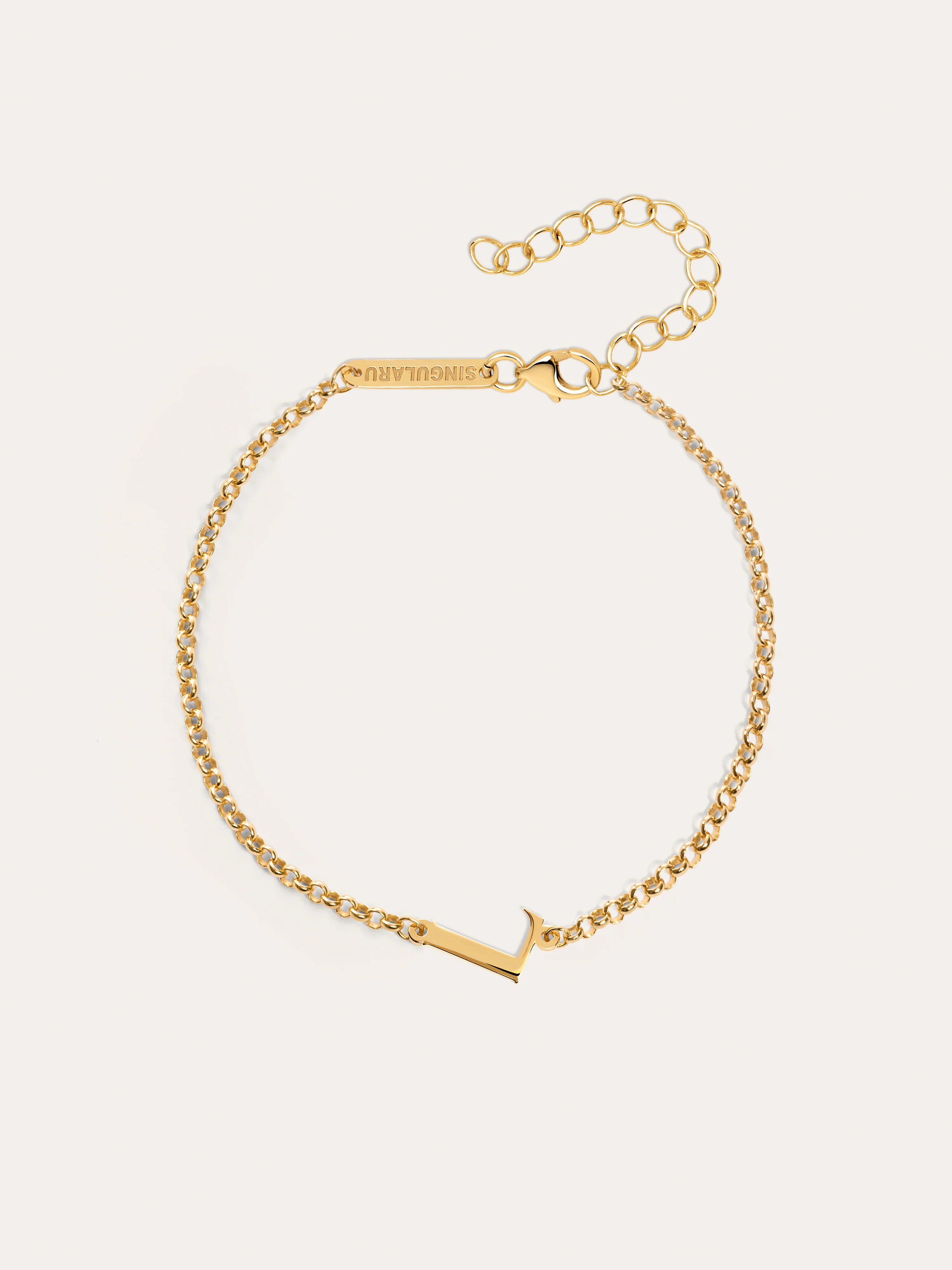 Pulsera Single Letter Plata Baño Oro - Image 12
