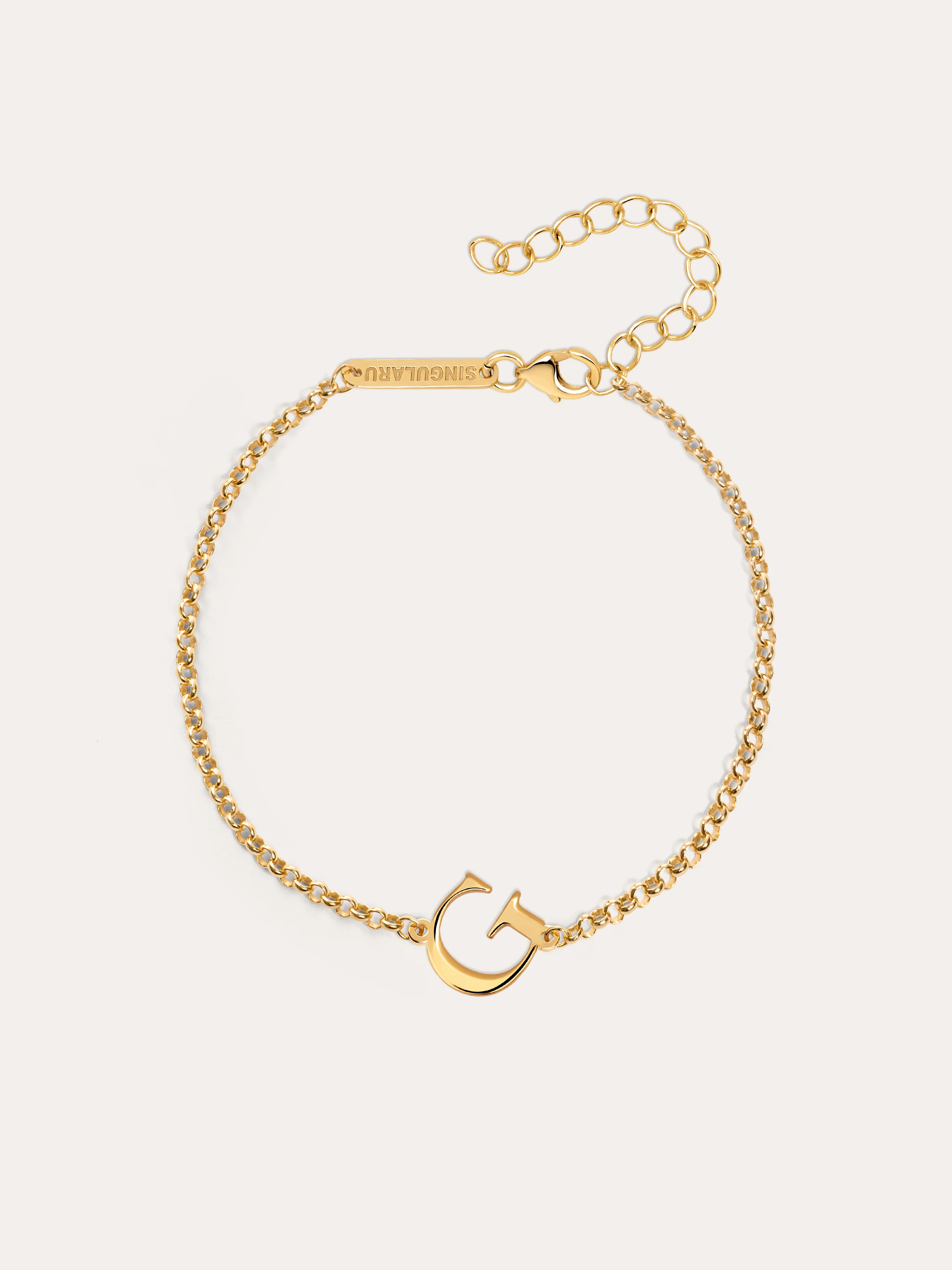 Pulsera Single Letter Plata Baño Oro - Image 14