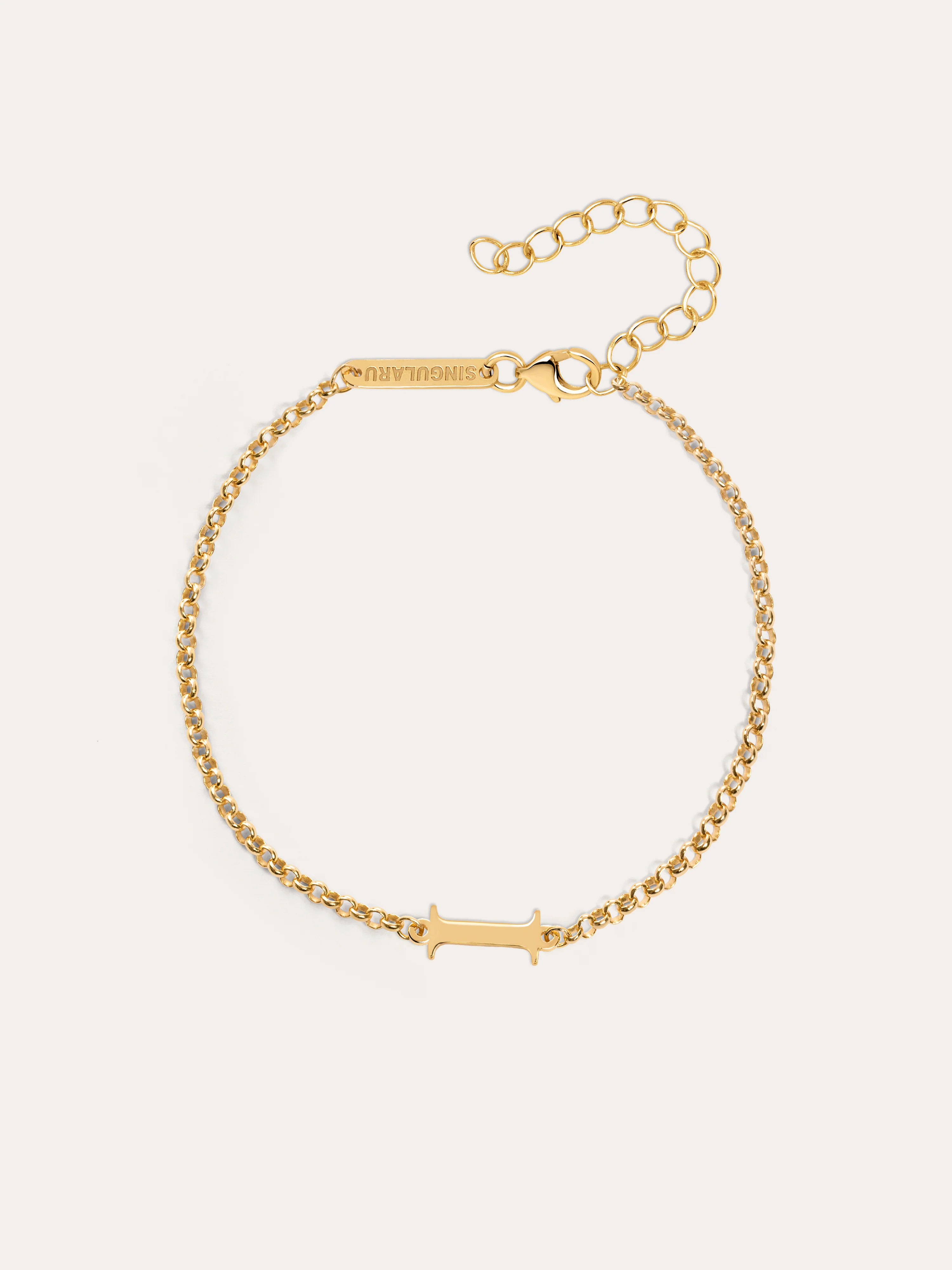 Pulsera Single Letter Plata Baño Oro - Image 15