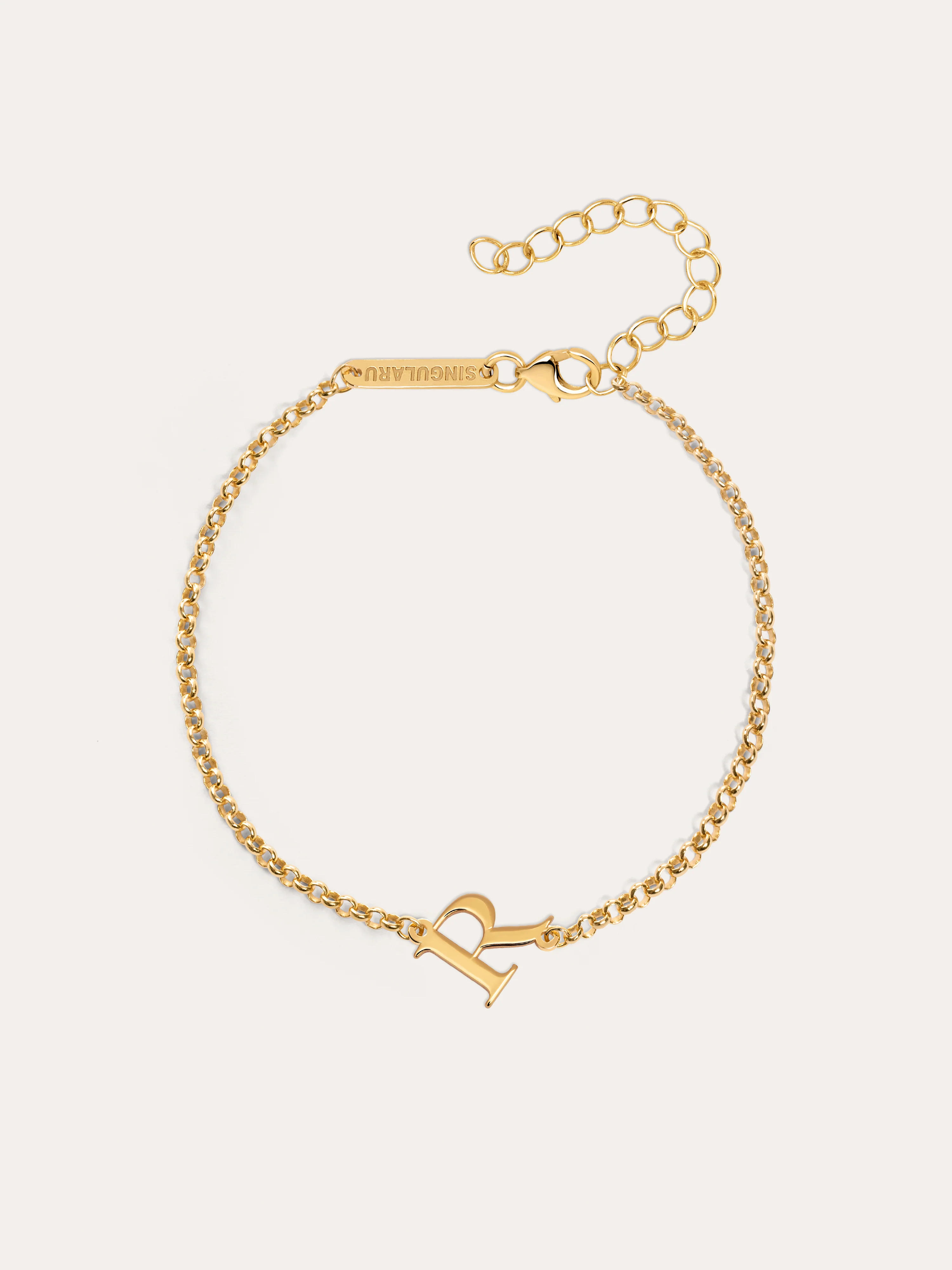 Pulsera Single Letter Plata Baño Oro - Image 17