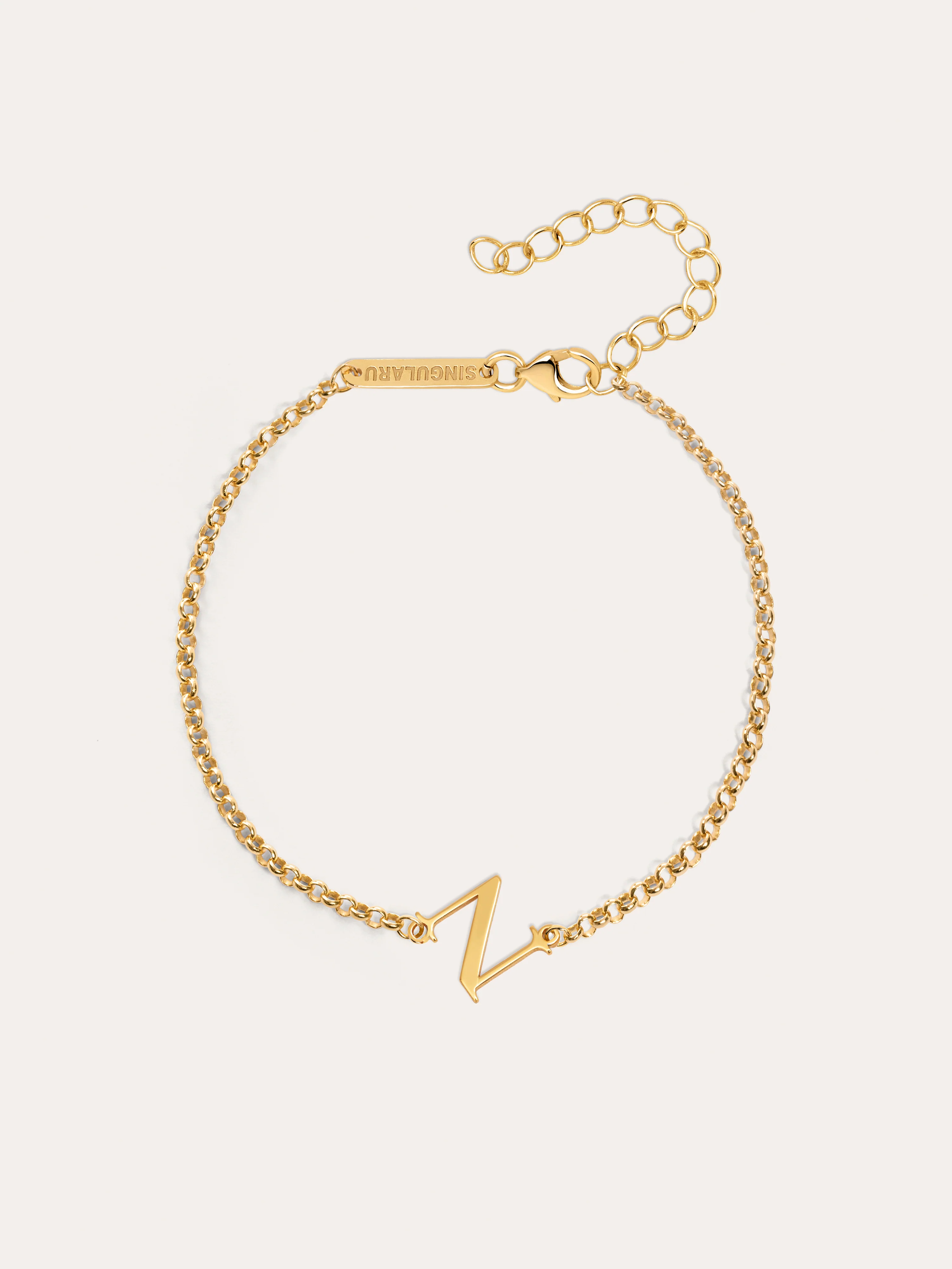 Pulsera Single Letter Plata Baño Oro - Image 19