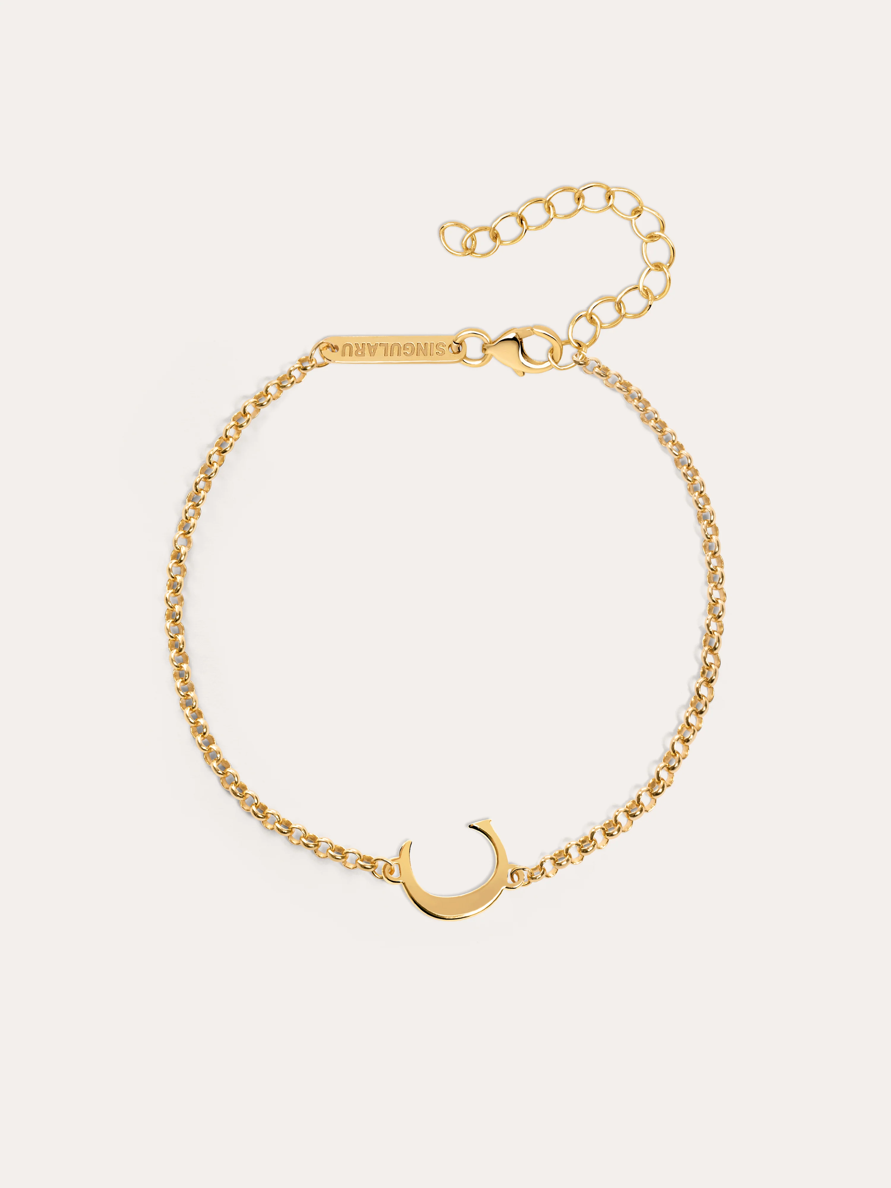Pulsera Single Letter Plata Baño Oro - Image 7