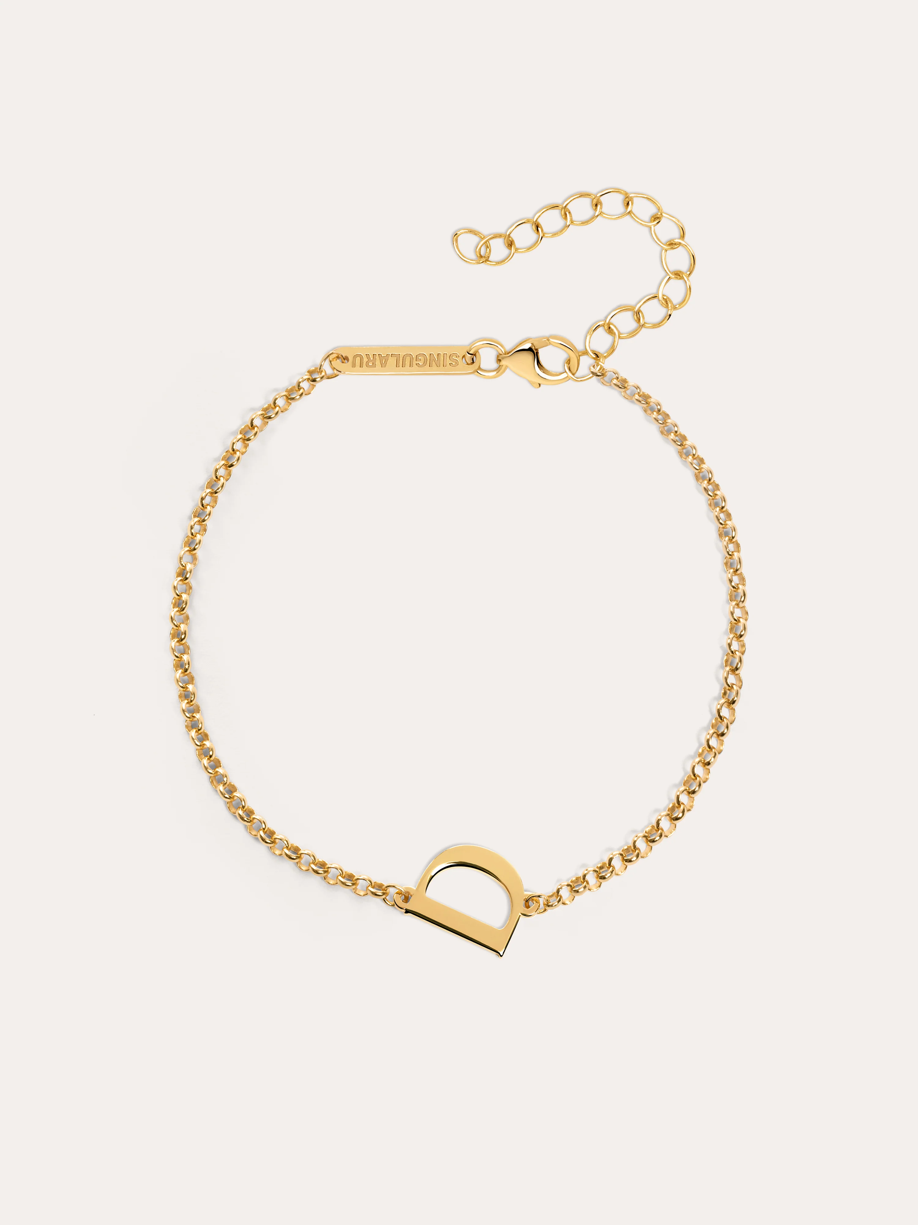 Pulsera Single Letter Plata Baño Oro - Image 8