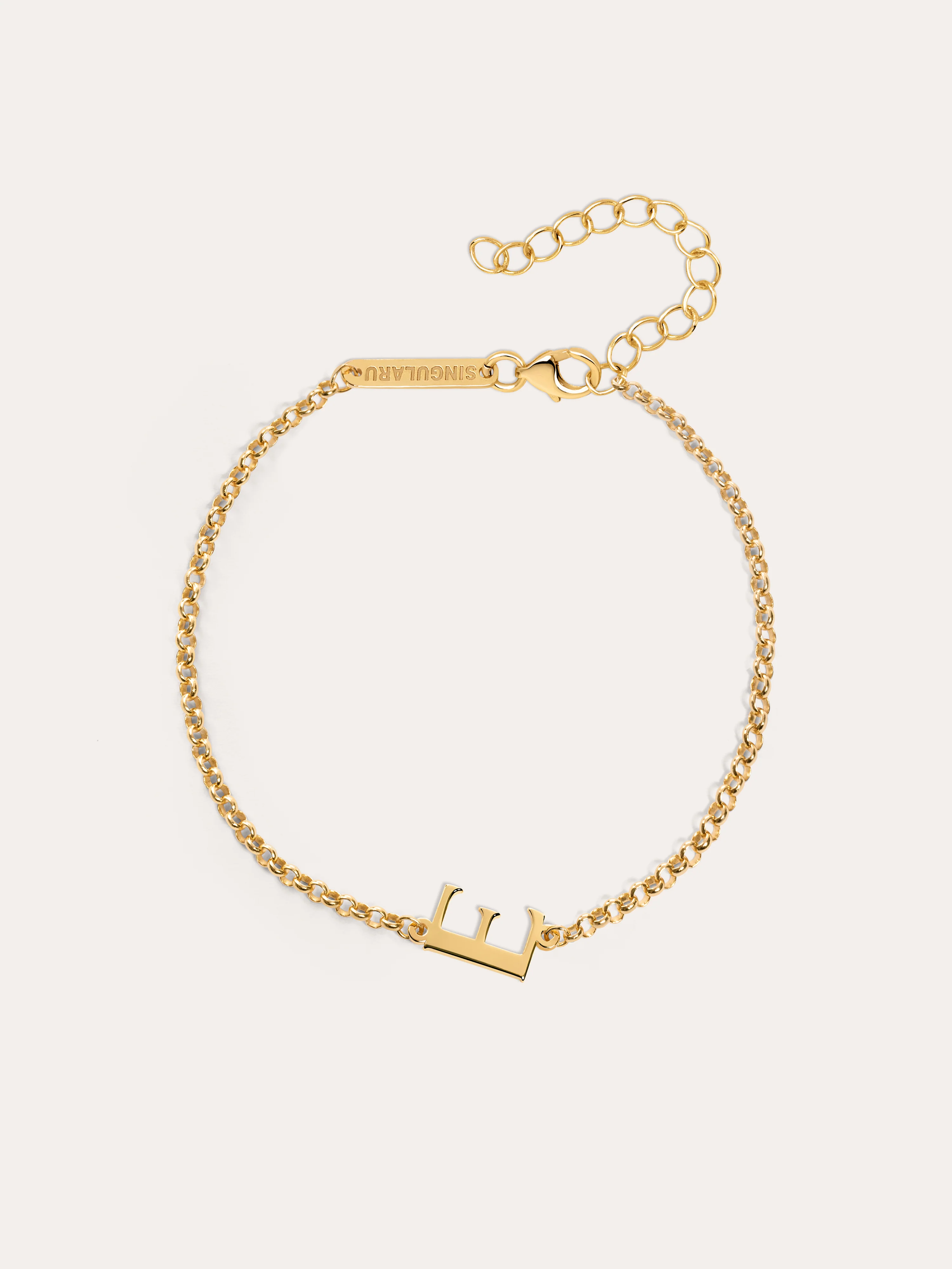 Pulsera Single Letter Plata Baño Oro - Image 9