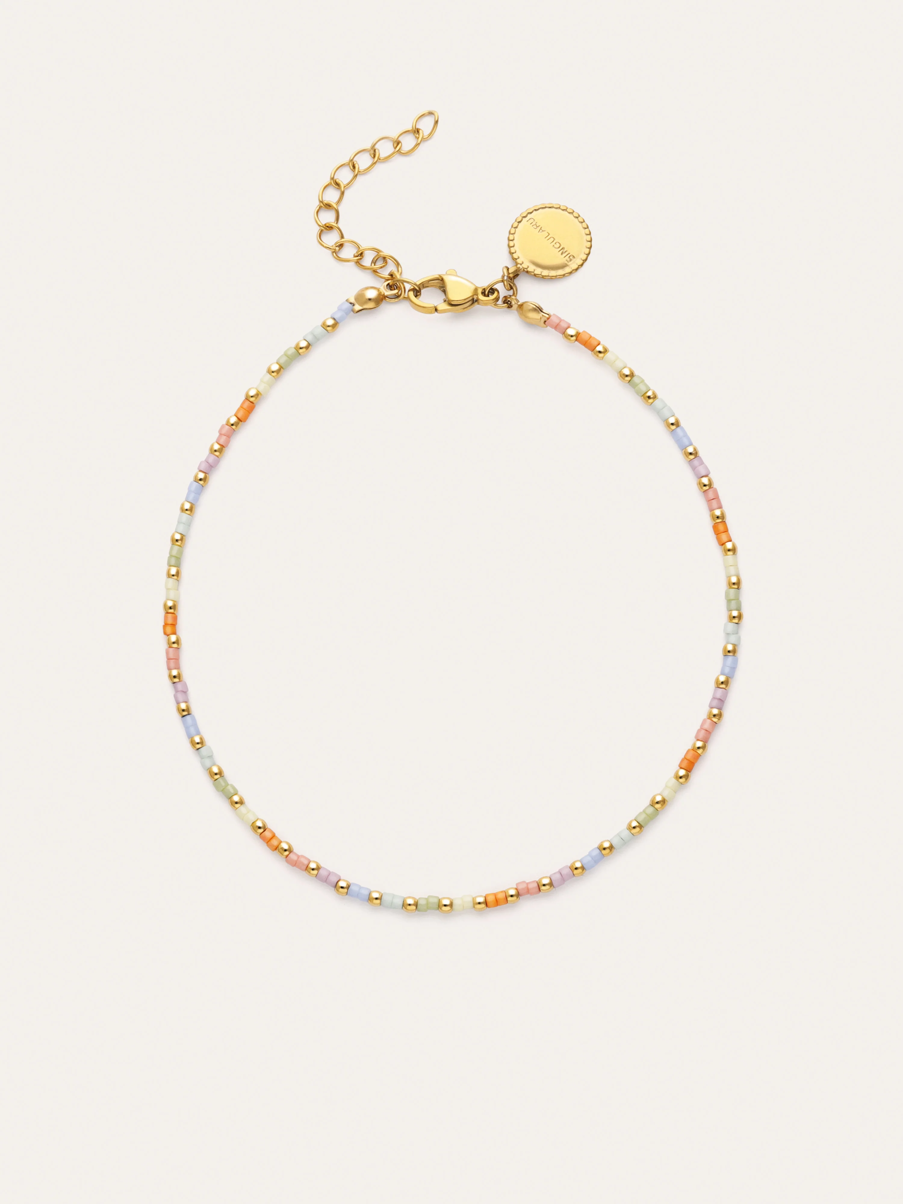 Tobillera Rainbow Pastel Acero Baño Oro